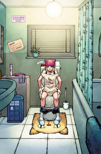 Viñeta del cómic 'Man-Eaters', Chelsea Cain, Kate Niemczyk y Lia Miternique, que imagina una mutación que provoca que las mujeres con la regla se conviertan en gatas asesinas.