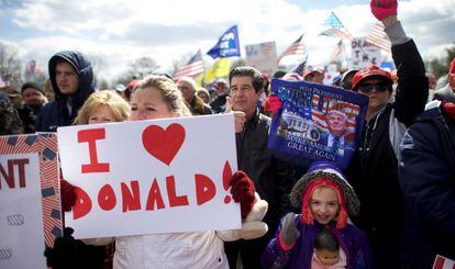 Seguidores de Trump en una manifiestaci&oacute;n en Pennsylvania en marzo de 2017.
 