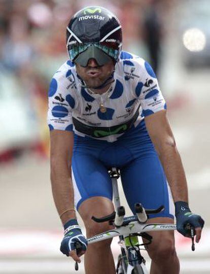 Alejandro Valverde, durante la contrarreloj de Pontevedra.