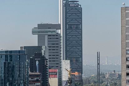 View of the Torre Bancomer, of BBVA, in Mexico City, in November 2020.