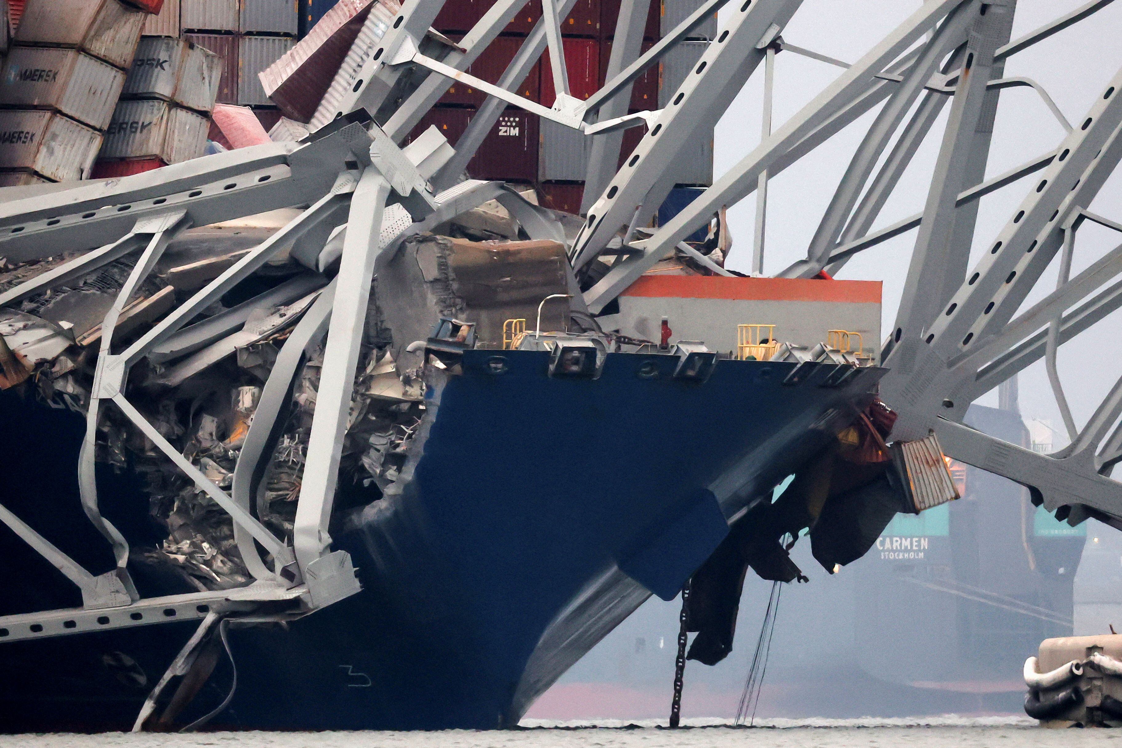 Imagen del barco siniestrado, este miércoles en Baltimore.