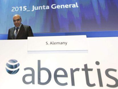 El presidente de Abertis, Salvador Alemany, durante la &uacute;ltima junta general de accionistas de la compa&ntilde;&iacute;a. 