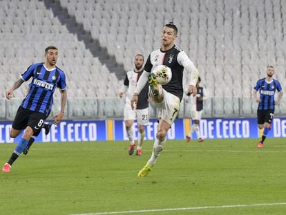 Cristiano Ronaldo, en el partido contra el Inter que se jugó a puerta cerrada.