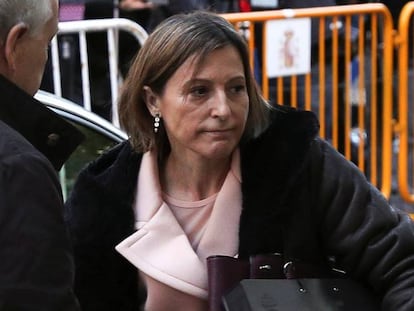 La presidenta del Parlament, Carme Forcadell, a la seva arribada al Tribunal Suprem dijous.