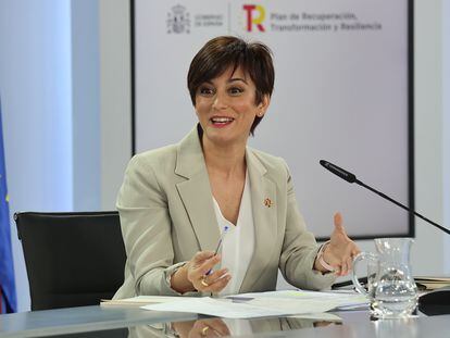 La portavoz del Gobierno, Isabel Rodríguez, durante la rueda de prensa posterior al Consejo de Ministros, este martes.