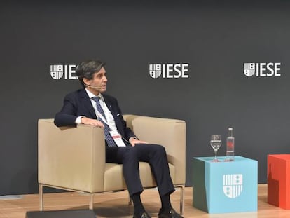 El presidente de Telefónica, José María Álvarez-Pallete, en el Campus IESE. 
 