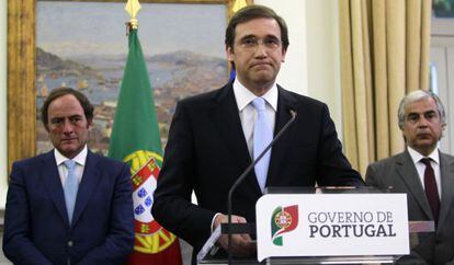 El primer ministro de Portugal, Pedro Passos Coelho, en el momento en que anuncia la salida &quot;limpia&quot; del rescate