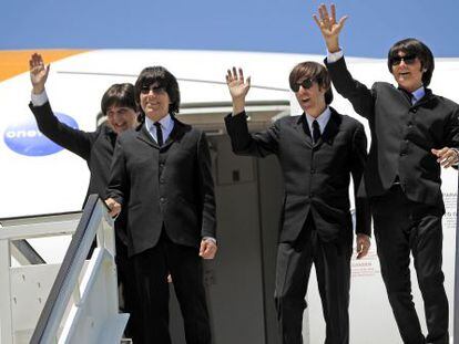 Recreaci&oacute;n de la llegada de los Beatles a Madrid en 1965. 