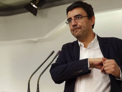 El portavoz de gestora del PSOE, Mario Jiménez, este lunes.