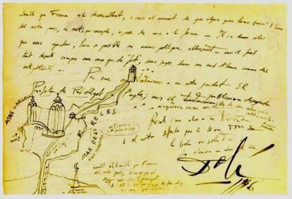 Carta autògrafa firmada, il·lustrada, probablement a Jaume Miravitlles, conegut com a "Met". 