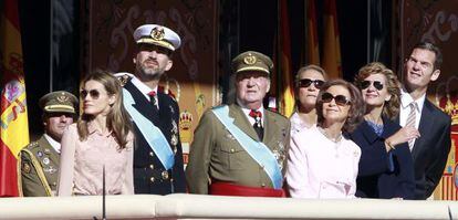 La familia real, con Cristina de Borbón e Iñaki Urdangarin, en una de las últimas imágenes juntos el 12 de octubre de 2011.