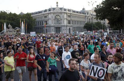 Protesta contra los recortes del Gobierno en el centro de Madrid