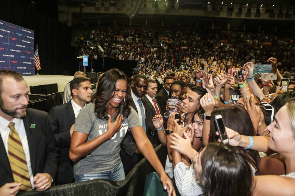 Michelle Obama durante una conferencia en Miami en 2018.