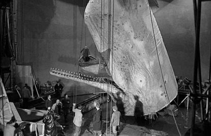 Imagen del rodaje de 'Moby Dick', de John Huston.