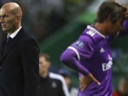 Coentrao y Zidane, tras finalizar el encuentro.