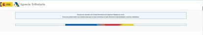 El mensaje de disculpa que aparece en la web de la Agencia Tributaria