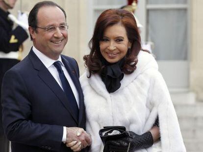 Fran&ccedil;ois Hollande y Cristina Fern&aacute;ndez en el Palacio del El&iacute;seo 