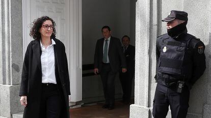 Marta Rovira sale del Supremo tras declarar, en 2018.