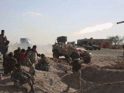Fuerzas de seguridad iraqu&iacute;es, este jueves en Tikrit.