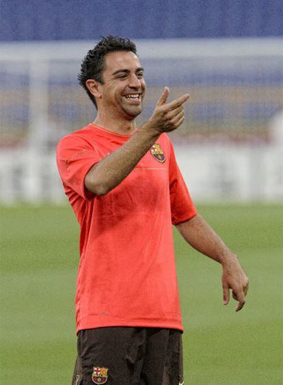 Xavi, en el estadio Olímpico.