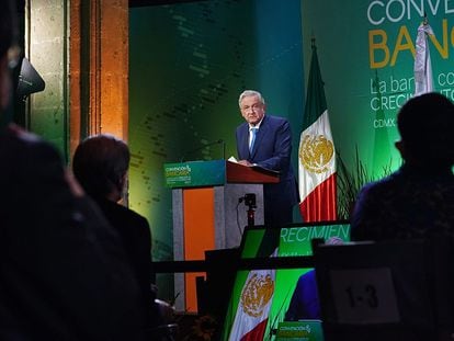 El presidente de México, Andrés Manuel López Obrador, la semana pasada durante la Convención Bancaria.