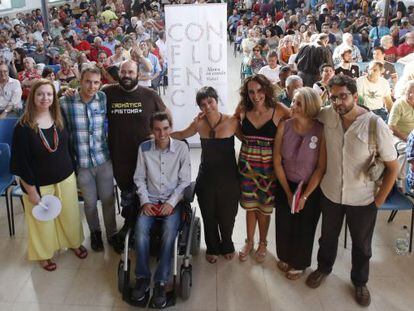 Concejalas de Ahora Madrid y Podemos Madririn asisten al acto de presentaci&oacute;n de Ahora en Com&uacute;n Madrid.