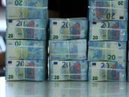 Billetes de 20 euros en las instalaciones del Banco de Portugal en Carregado (Alenquer).