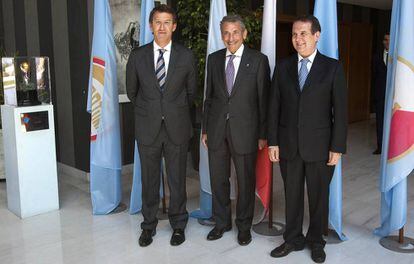 Feijóo, Mouriño y Caballero, en el 90º aniversario del Celta en 2013.