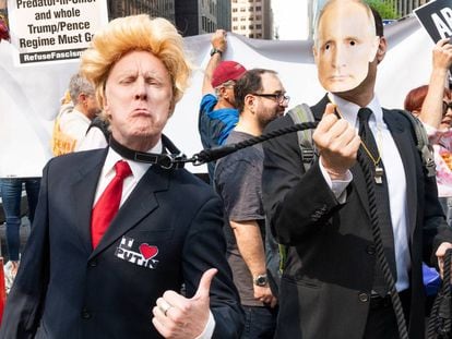 Protesta contra Donald Trump en Nueva York, en mayo de 2018. 