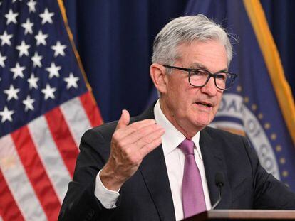 (FILES) In this file photo taken on July 27, 2022, Federal Reserve Board Chairman Jerome Powell speaks during a news conference in Washington, DC. - The Federal Reserve must continue to act