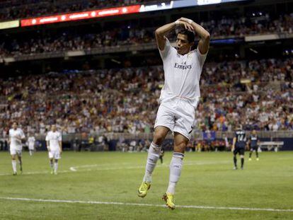 Ronaldo celebra su gol, anoche en San Luis.