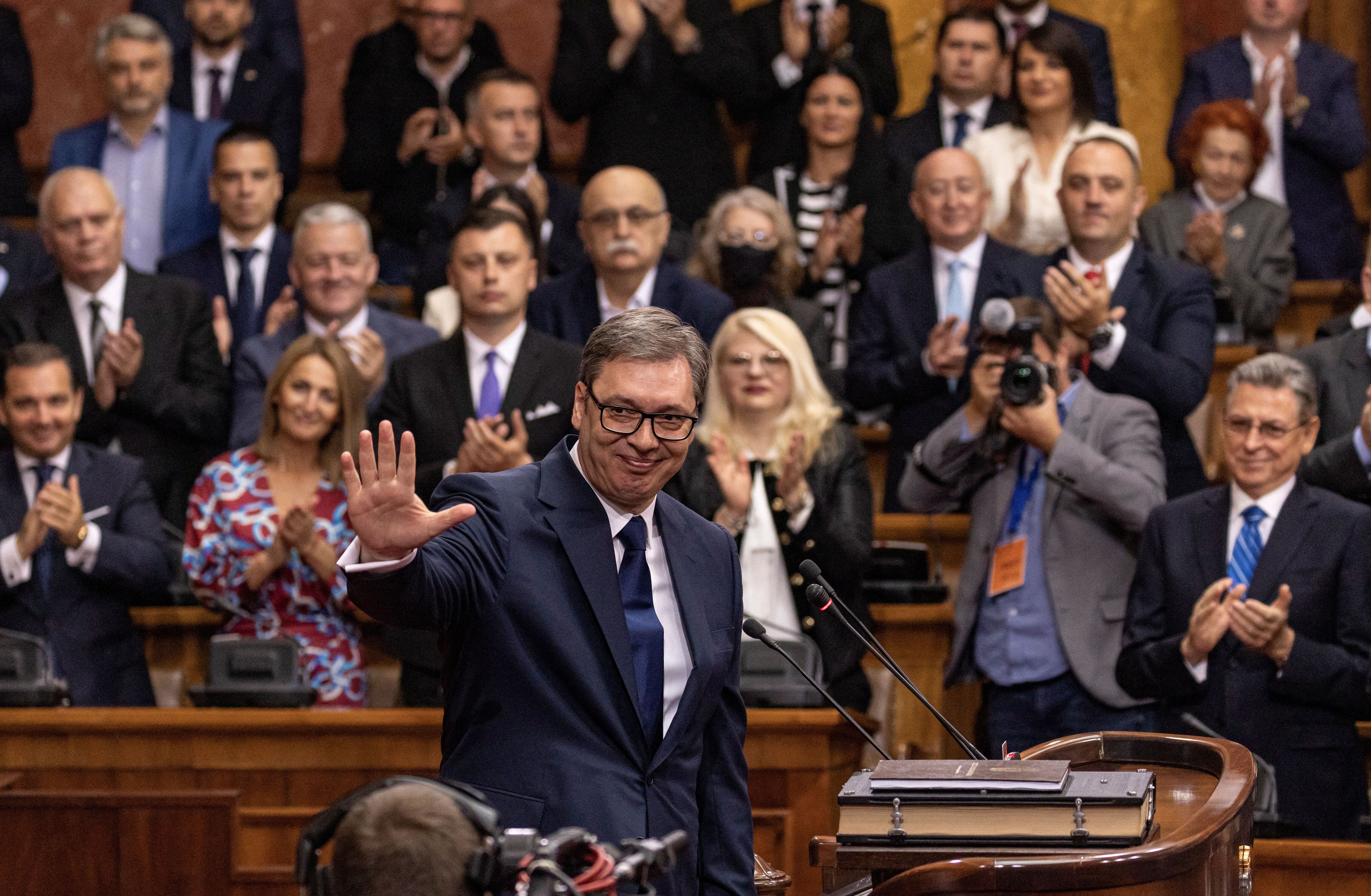 Aleksandar Vucic, durante la jura del cargo en el Parlamento, el pasado martes.