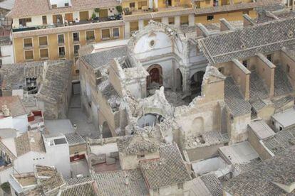 Imagen a&eacute;rea de Lorca tras el terremoto, incluida en el proyecto de reconstrucci&oacute;n de B.A.B. Arquitectos 