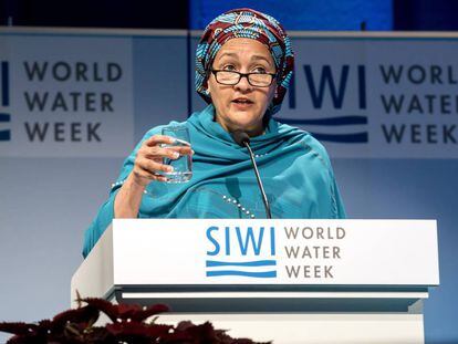 La vicesecretaria general de Naciones Unidas, Amina Mohammed, en la Semana Mundial del Agua, celebrada en Estocolmo a finales de agosto. 