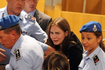 Amanda Knox, tras la absolución.