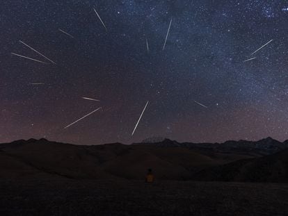 Una lluvia de meteoritos en Tagong, provincia de Sichuan (China), en diciembre de 2020.
