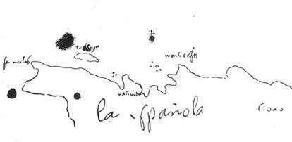 Mapa de la línea de costa de La Española dibujado por Colón.