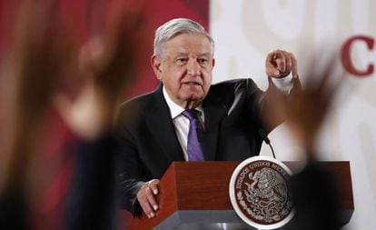 El presidente de México durante su conferencia de prensa matutina.