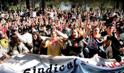 Manifestaci&oacute;n de estudiantes en contra de la LOMCE en Valencia. 