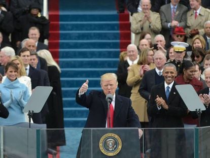 El president d'EUA, Donald Trump, durant la cerimònia d'investidura.
