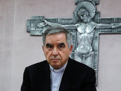 El cardenal Angelo Becciu, imputado en el proceso de la Santa Sede, el 14 de octubre de 2020.