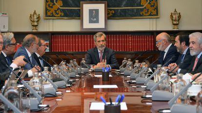 Carlos Lesmes presidía el pleno extraordinario del Consejo General del Poder Judicial el jueves pasado.