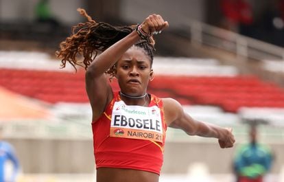 Tessy Ebosele en la final de triple salto del campeonato del Mundo de Atletismo al Aire Libre Sub 20 en Nairobi.