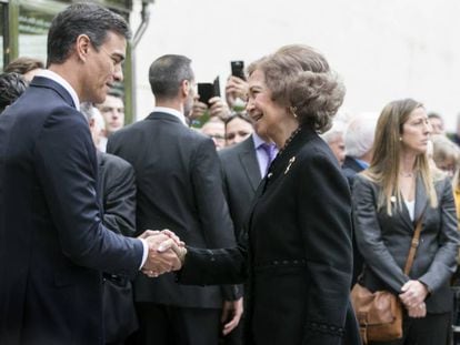 El presidente Pedro Sánchez y la Reina Sofía en el funeral de Montserrat Caballé.