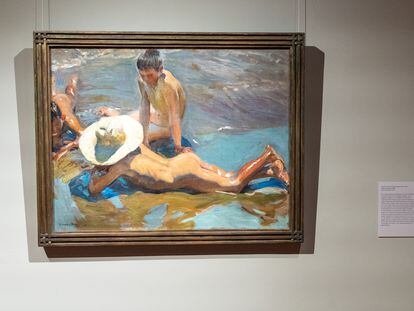 El óleo 'Niños en la playa', pintado por Sorolla en 1908, en la Hispanic Society de Nueva York.