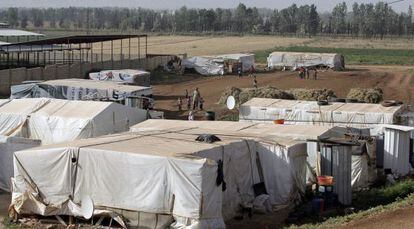 Refugiados sirios en la frontera con Líbano el 19 de junio.