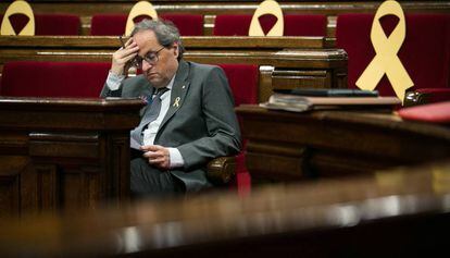 El presidente de la Generalitat, Quim Torra, en el pleno del Parlament.