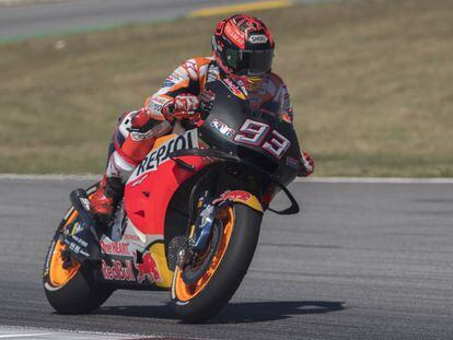 Marc Márquez, en el Circuit de Barcelona-Catalunya durante el pasado Gran Premio de Cataluña 2019.