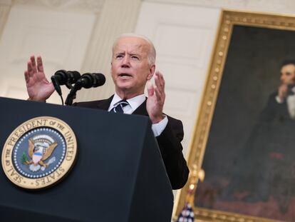 El presidente de Estados Unidos, Joe Biden, durante una comparecencia de prensa.