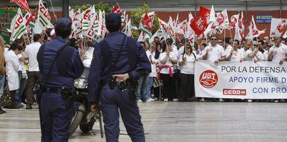 Protesta de trabajadores de Isofot&oacute;n en M&aacute;laga.